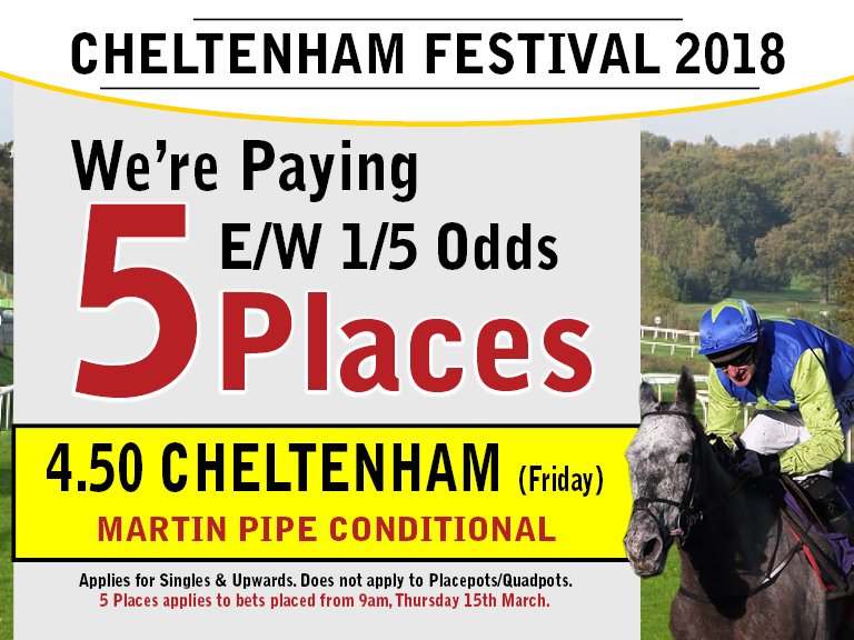 BAR1Betting's tweet image. We have lots of Extra Place value for Friday, the final day of the #CheltenhamFestival 2018 &amp;gt;&amp;gt;
Prices &amp;gt;&amp;gt; bit.ly/2Dv3xxS