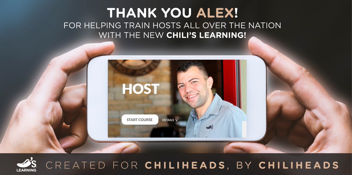 ChilisJobs's tweet photo. Have you checked out the new #ChilisLearning? We’re so proud of all the ChiliHeads, like Alex, who helped us train over 25,000 new Team Members across the nation with our all-new digital training! https://t.co/CqOae4r1xB