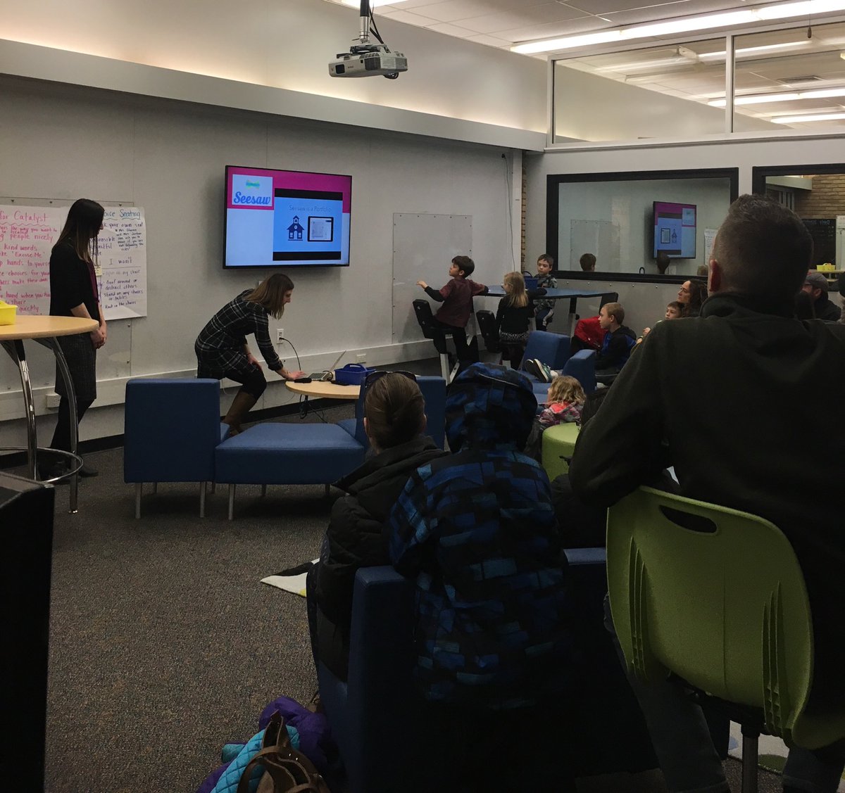 Catalyst parent meeting!  Give a hand for SeeSaw #orchardhollow. #onceacard