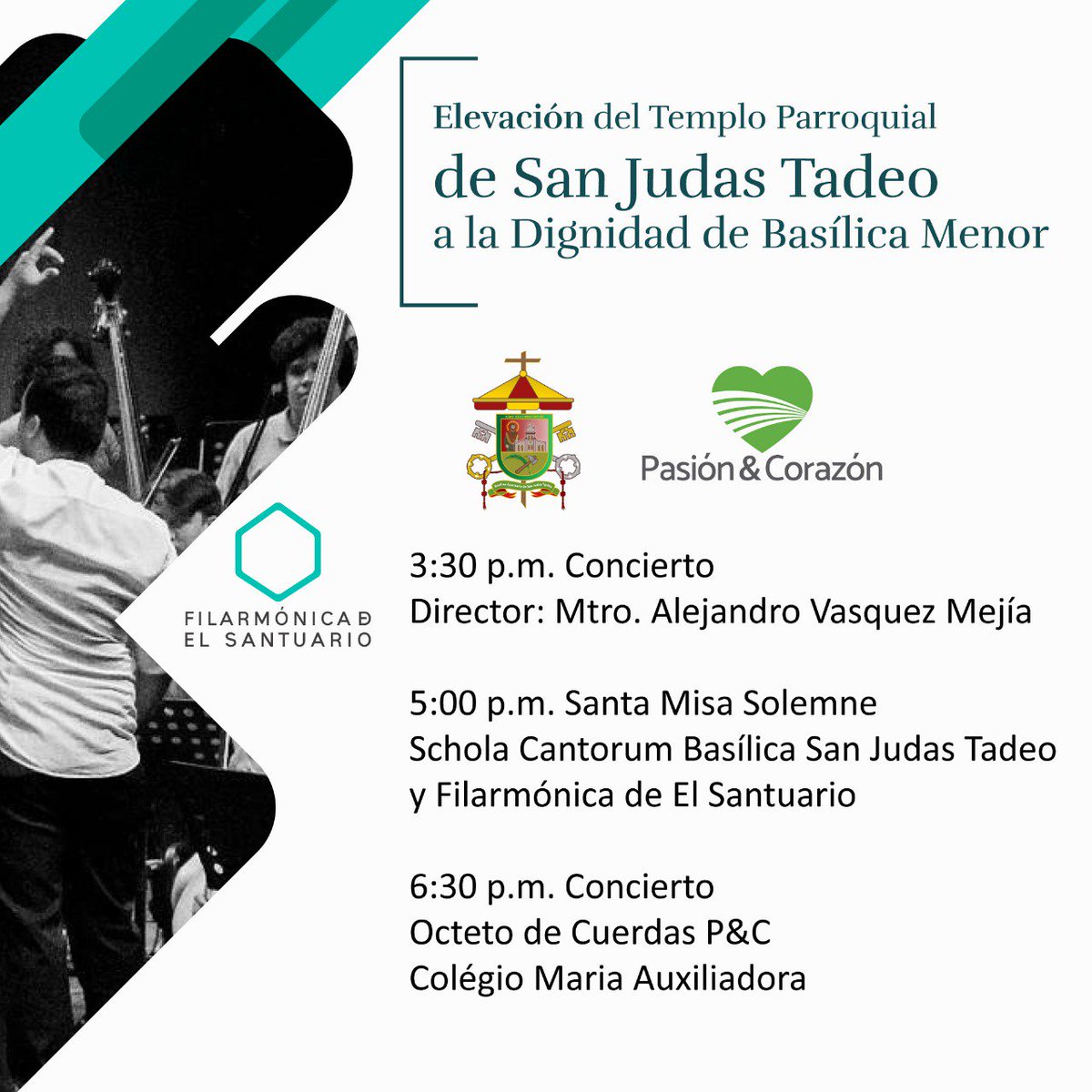 PasionyCorazon_'s tweet photo. Elevación del Templo Parroquial San Judas Tadeo a la Dignidad de Basílica Menor. 
Viernes 16 de Marzo de 2018. 
@FilarSantu un Programa de la Organización @PasionyCorazon_ | Director: @TottoVasquez https://t.co/set2ClK9EO