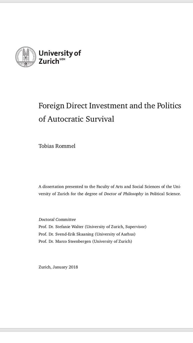 Stefanie Walter (@stefwalter__) on Twitter photo Congratulations to <a href="/tobirommel/">Tobias Rommel</a>, who successfully defended his dissertation at <a href="/IPZuser/">@IPZuser is now @IPZ_ch</a> today! Dr. Rommel convincingly argues that FDI can enhance autocratic regime survival. Congratulations to <a href="/tobirommel/">Tobias Rommel</a>, who successfully defended his dissertation at <a href="/IPZuser/">@IPZuser is now @IPZ_ch</a> today! Dr. Rommel convincingly argues that FDI can enhance autocratic regime survival.