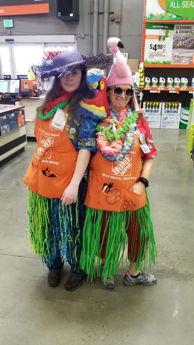 That's the spirit!!!! Cashiers Bea and Chasie. Hawaiian theme at the ranch.  Always going above and beyond love it....