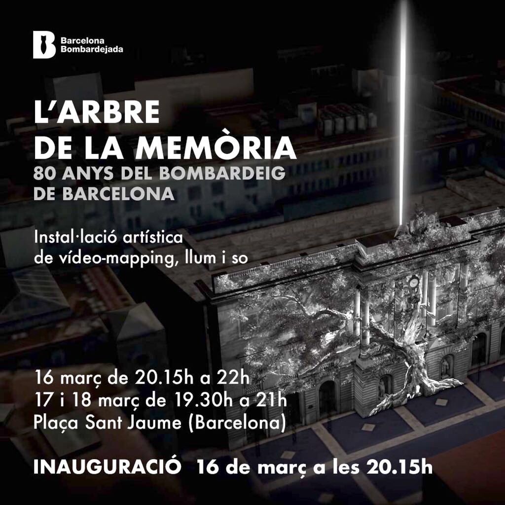 Avui fa 80 anys queien bombes sobre Barcelona. Perquè aquella barbàrie no caigui en l’oblit demà s’inaugura ‘L’arbre de la memòria’ de l’artista visual @xavibove amb @Onionlab_ #bcn #Memòria