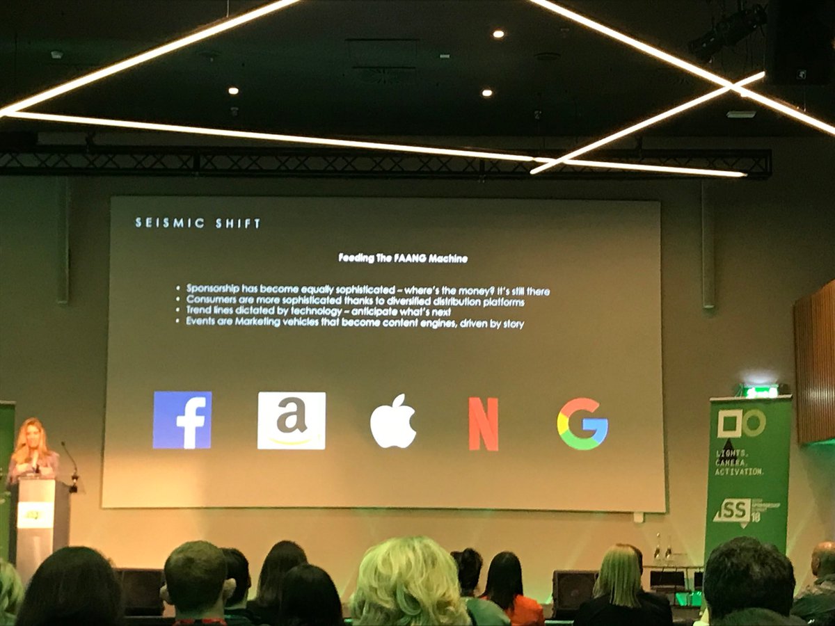 activative's tweet photo. Feeding the #FAANG machine. Is this why so many people feel there is less #Sponsorship money around now than there once was? #iSS2018 https://t.co/LxLxSlbTnk