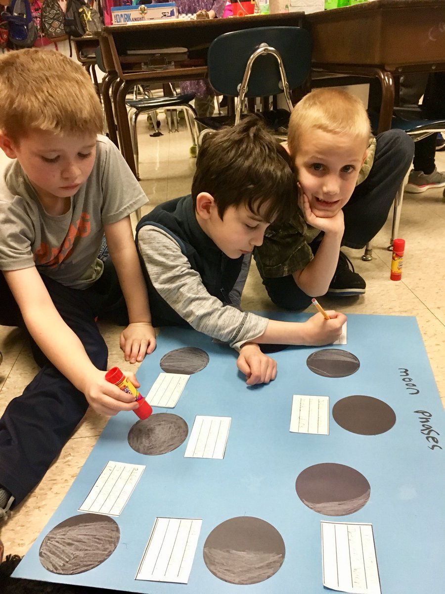 oes_cougarcubs's tweet photo. Ms. Gamelβs 1st grade class makes posters to describe and illustrate the phases of the moon. π #unitstarter https://t.co/1Ql87hQeai