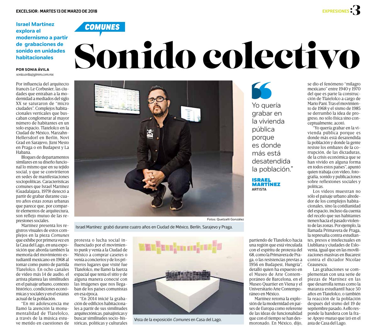 Sonia Ávila escribe esta nota sobre la exposición COMUNES en <a href="/CasadelLago/">Casa del Lago UNAM</a> para el diario <a href="/Excelsior/">Excélsior</a>. Les invito a leerla.
En línea se encuentra en este link: excelsior.com.mx/periodico/flip…