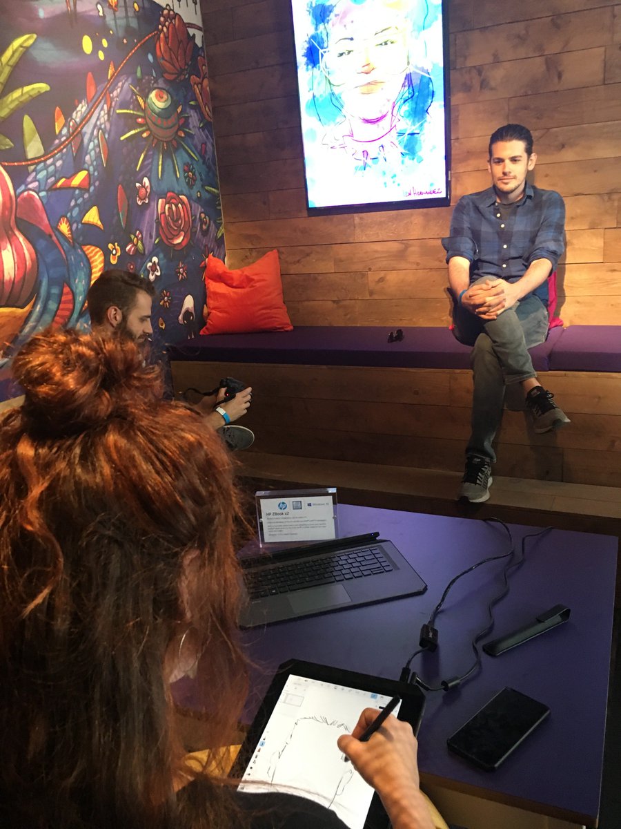 RoosterTeeth's tweet photo. .@sorola, @JonRisinger, @MarcusGrayDoor, and @tobindavidlee had a blast at the HP–Intel® Digital Artistry House! We'll be showing you some of the stuff they designed soon, but in the meantime, check out these photos from the event! #ad #HPSXSW https://t.co/7OMpW5wpmA