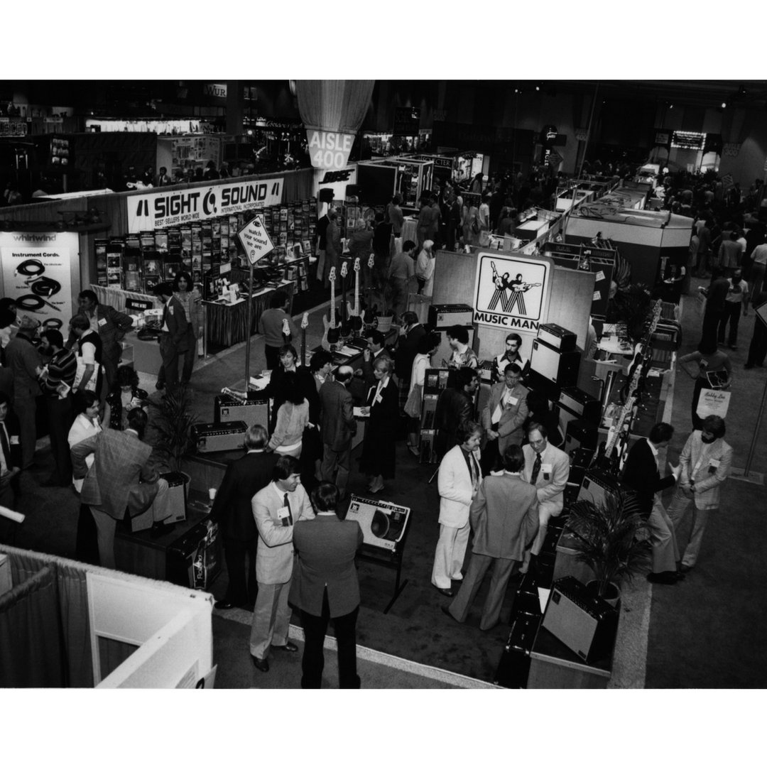 NAMMShow's tweet photo. Check out these rad #ThrowbackThursday photos from over the years – pictured here is 1971, 1976, 1978 and 1983. Were you there for any of these NAMM Shows? https://t.co/eG9jmZHwGH