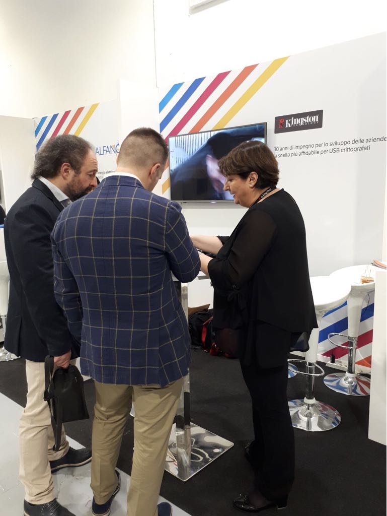 KingstonTechBiz's tweet photo. A great second day at #TeamSystem TalkS2018 #digitalisrunning. Thanks for coming to our stand with @stefi_kingston and also thanks to @ITDISTRIBUZIONE for being part of our #itsecurity team. And always remember to stay safe and secure. https://t.co/BuUSxwbEsP