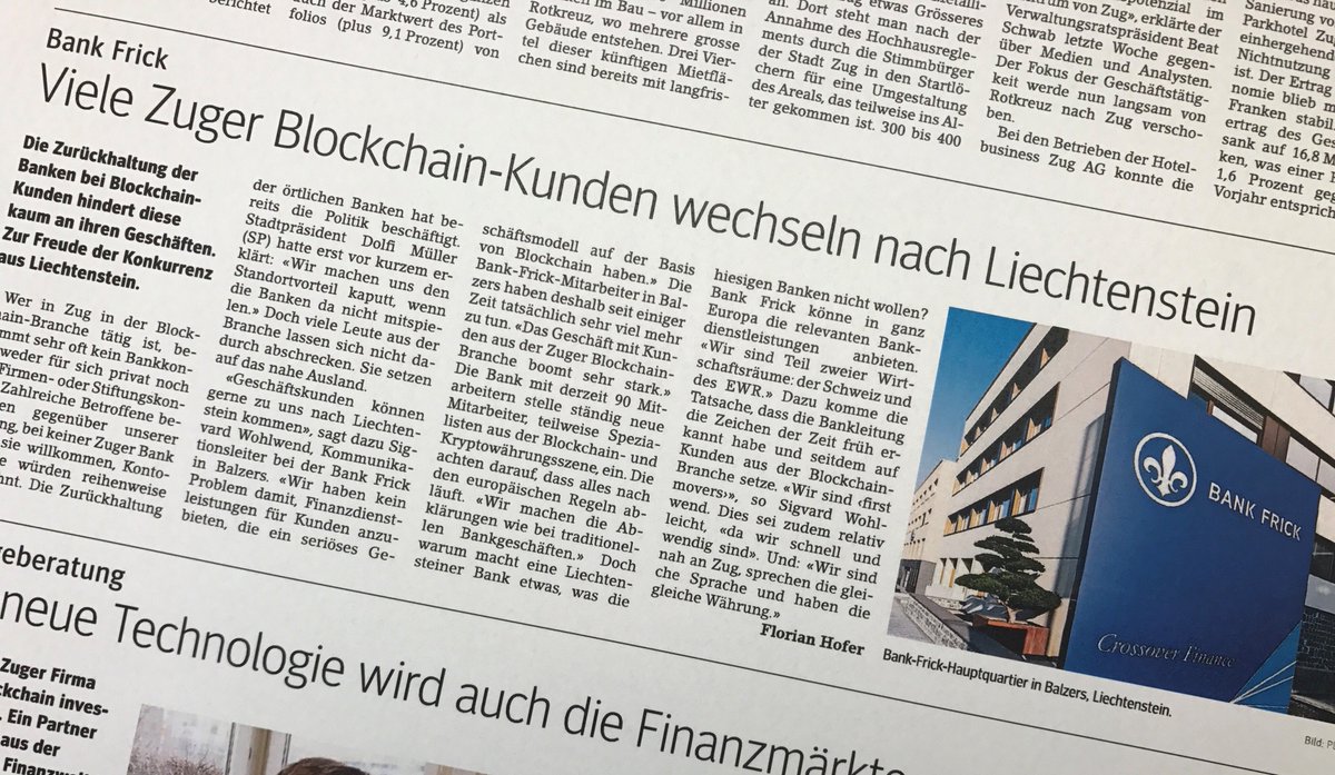 BankFrick's tweet photo. As a #Liechtenstein bank being part of two #economic areas means serving as financial hub to the #EU and #Switzerland – one main benefit @BankFrick can offer its clients from the #crypto service sector, especially from the #cryptovalley. An interesting article by Florian Hofer. https://t.co/eKLCgapFw0