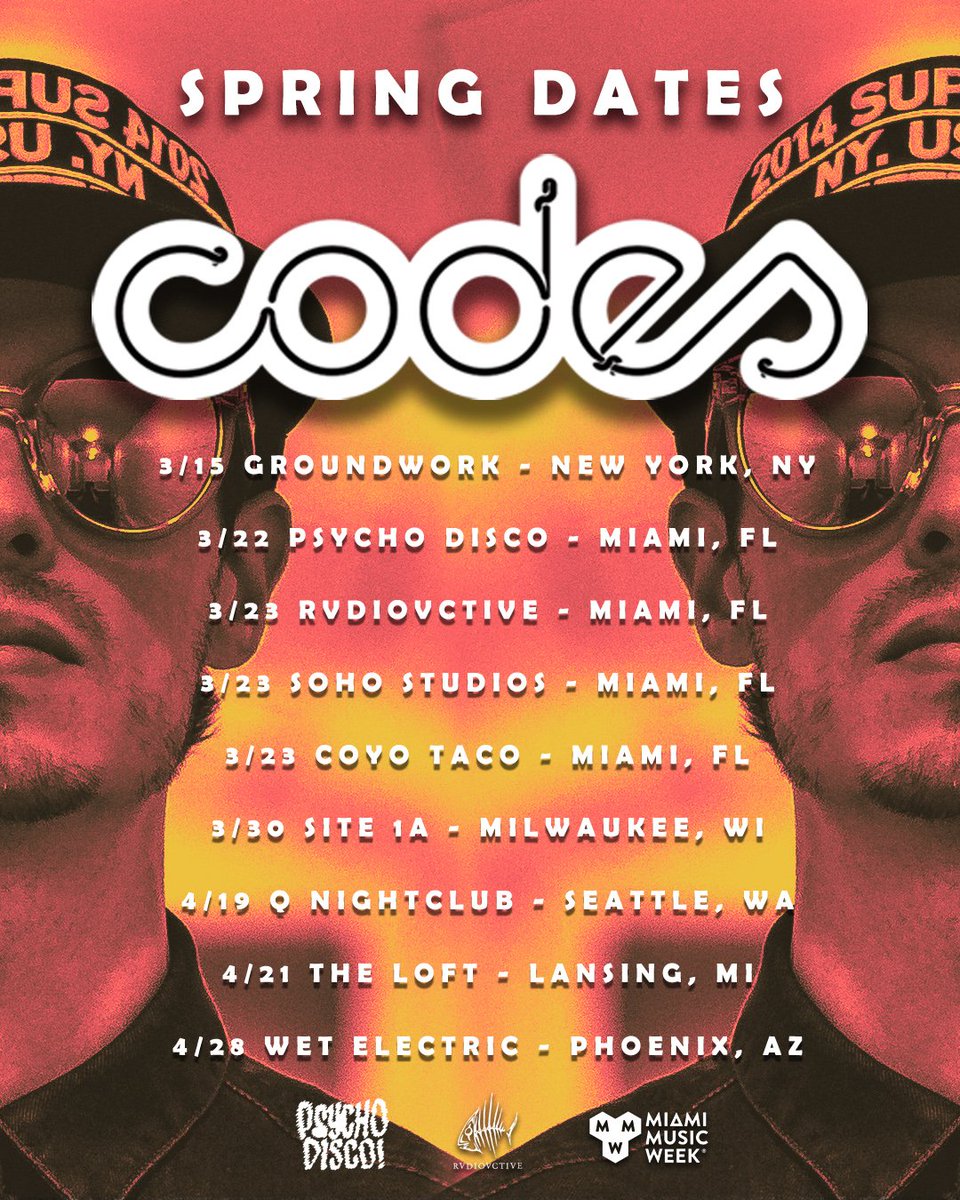 CodesHouse's tweet photo. Where will I see you this Spring? Tonight we jump off a new movement in NYC at GroundWork 🙌🏻 then off to Miami for some madness and end off March in Milwaukee at @site1a 🔥 #WelcomeToCodesHouse https://t.co/LtxbBYCcU8