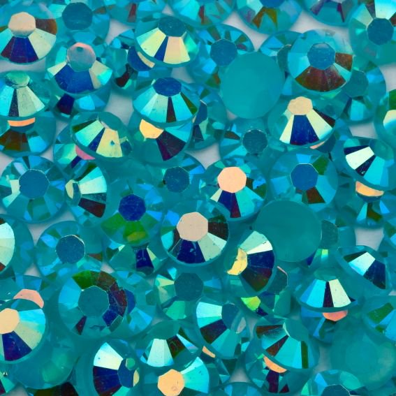 Aquamarine Blue AB resin rhinestones available in 2mm/3mm/4mm/5mm/6mm sizes