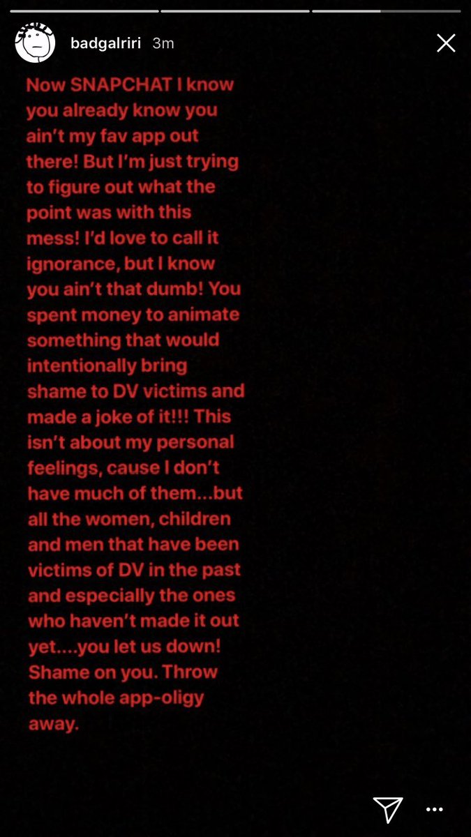 QueerPlans's tweet photo. "Shame on you" - Rihanna
#ByeSnapchat, see you never. Throw you away. https://t.co/1u05Vo1XaH