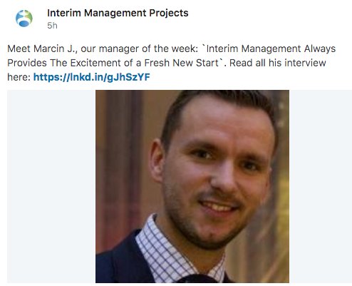 MJ_Jasinski's tweet image. Honoured to be featured in @IM_Projects newsletter today! Find out more about my experience as Interim Manager: ow.ly/UaDv30iXTE4