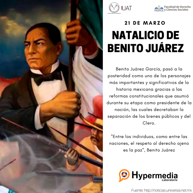 hyperFADYCS's tweet photo. 2️⃣️1️⃣️️ de marzo de 1️⃣️8️⃣️0️⃣️6️⃣️️, nace Benito Juárez, abogado y político mexicano.
#efemerides #historia #HypermediaUAT #FADYCS #YocreoenlaUAT #BenitoJuárez #México  #Tampico #CdMadero #Altamira #Tamaulipas #Veracruz #SLP #CdVictoria https://t.co/sA5J7Uz1VZ