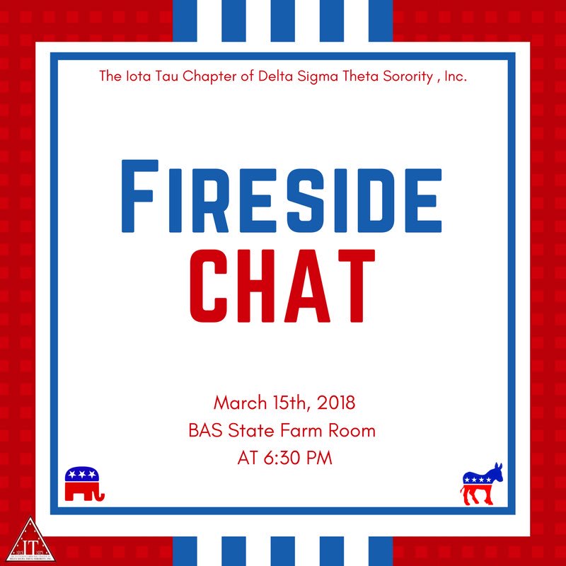 MTSU_Deltas's tweet photo. Join us for Fireside Chat🔥where you will have the opportunity to have constructive community oriented conversations with honorable legislators and political experts❗️ The event will be held TONIGHT , March 15th in the BAS StateFarm Room at 6:30 PM 🔴⚪️🔵. #MTSUDeltas https://t.co/k5GKGyveTF