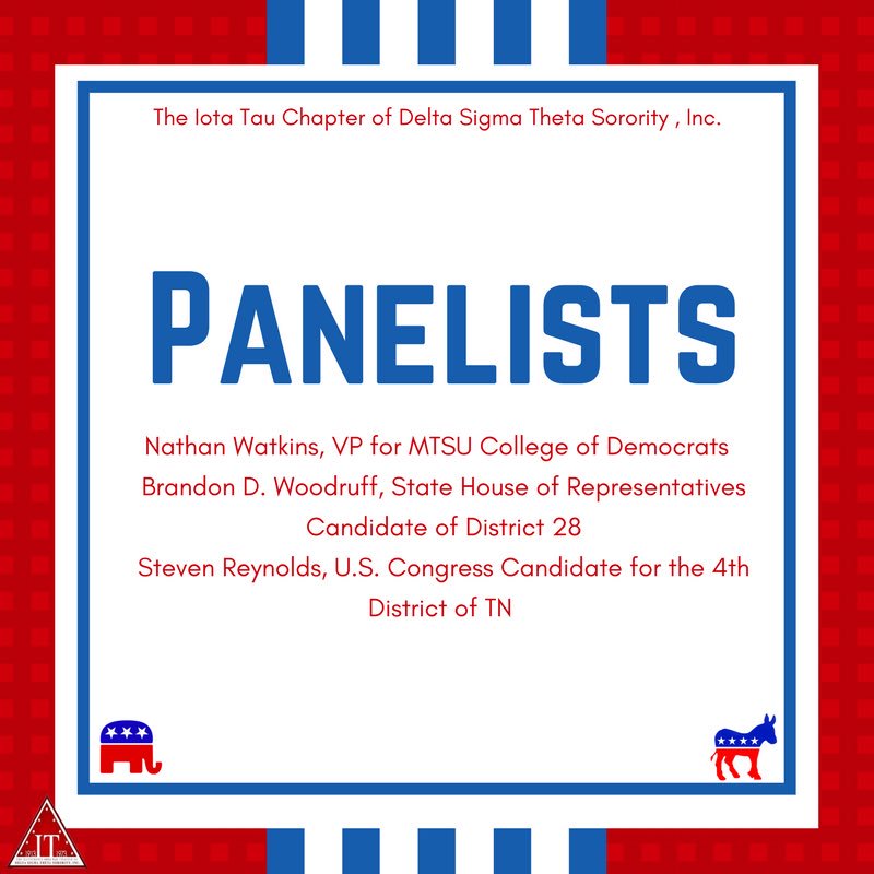 MTSU_Deltas's tweet photo. Join us for Fireside Chat🔥where you will have the opportunity to have constructive community oriented conversations with honorable legislators and political experts❗️ The event will be held TONIGHT , March 15th in the BAS StateFarm Room at 6:30 PM 🔴⚪️🔵. #MTSUDeltas https://t.co/k5GKGyveTF
