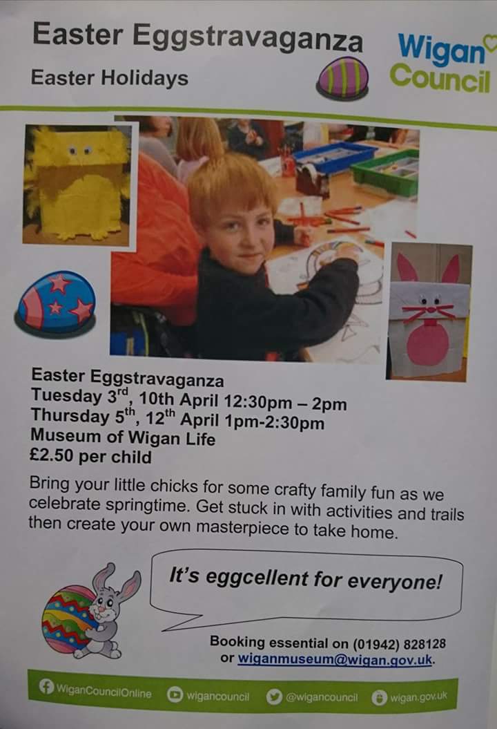 WiganMuseum's tweet photo. Easter #familytime fun here! Crafts &amp; trails! Don't miss out! Pls retweet. @WiganCouncil @kidsinmuseums https://t.co/nxCQmChulv