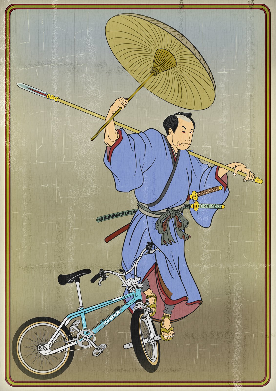 浮世絵 日本画 尾形月耕による浮世絵「Kusanagi no tsurugi, Yamato takeru no
