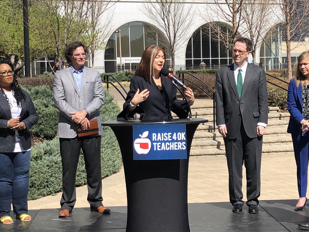 TulsaSchools's tweet photo. Superintednet @deborahgist speaking at rally for education funding and teacher pay raise, getting emotional saying “our teachers deserve this, our students deserve this.” #oklaed https://t.co/BsjEHusdho