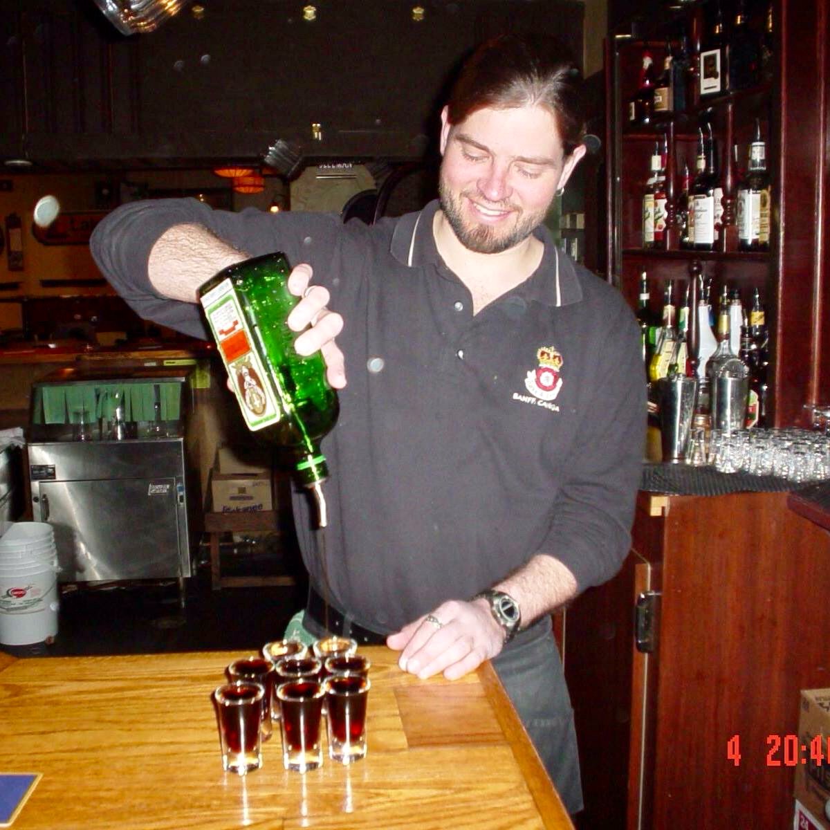 This #throwbackthursday we are throwing it way back to when this guy had long flowing locks and an earring. You won’t see him behind the bar that often but when do he is most likely pouring some shots!