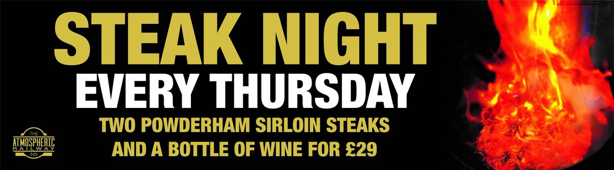 AtmosphericInn's tweet photo. Fancy a cheap steak with extra for the trimmings? Not here, we leave that to other pubs. Our steaks are top of the range #Powderham sirloins and the price includes ALL the trimmings, including our famous home-made peppercorn sauce. No packets, not cheap but very cheerful. #Exeter https://t.co/57e60peskL