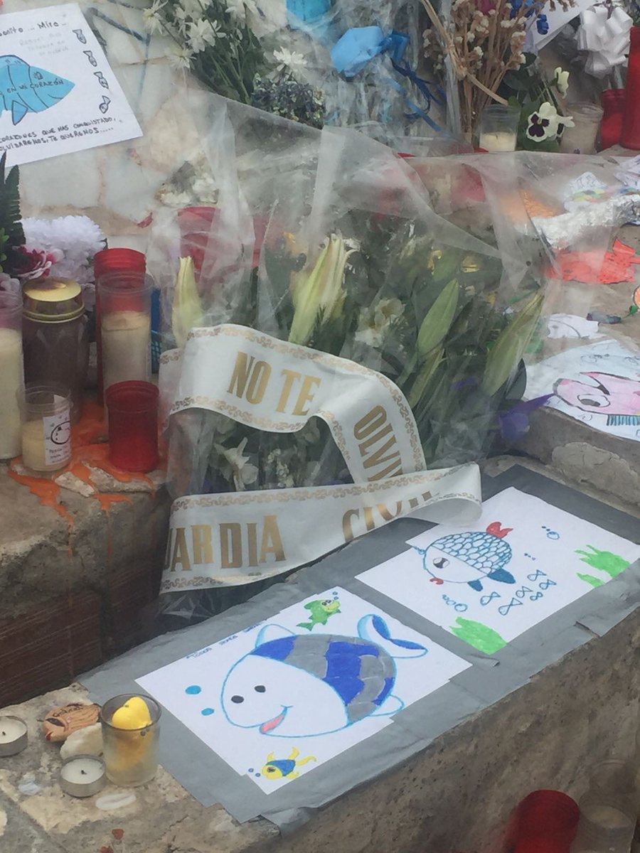 Discretamente, sin cámaras y a titulo particular. Anoche los agentes que participaron en la "Op. Nemo" se acercaron a la Ballena a dejar un mensaje a #Gabriel antes de volver a casa. "No te Olvidaremos. Guardia Civil". Espero que no se molesten porque lo cuente. Fue un detallazo