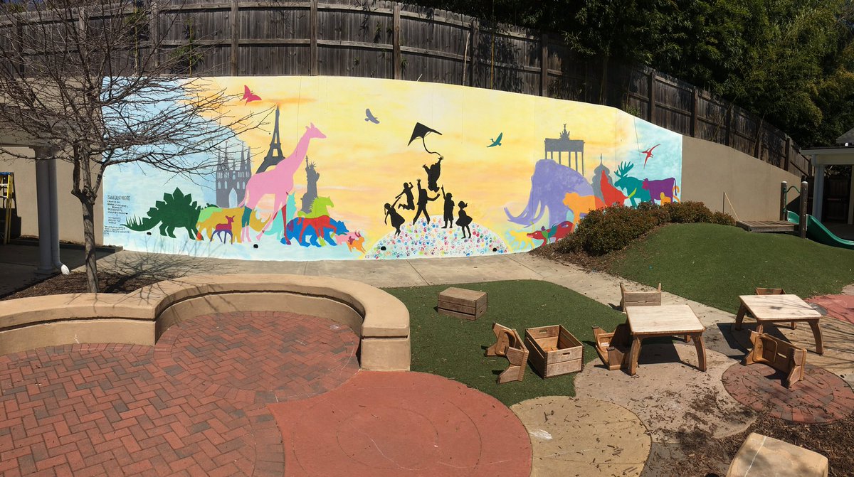 clacktos's tweet image. Unveiling of our mural today! What a phenomenal addition to our playground @AISLearns