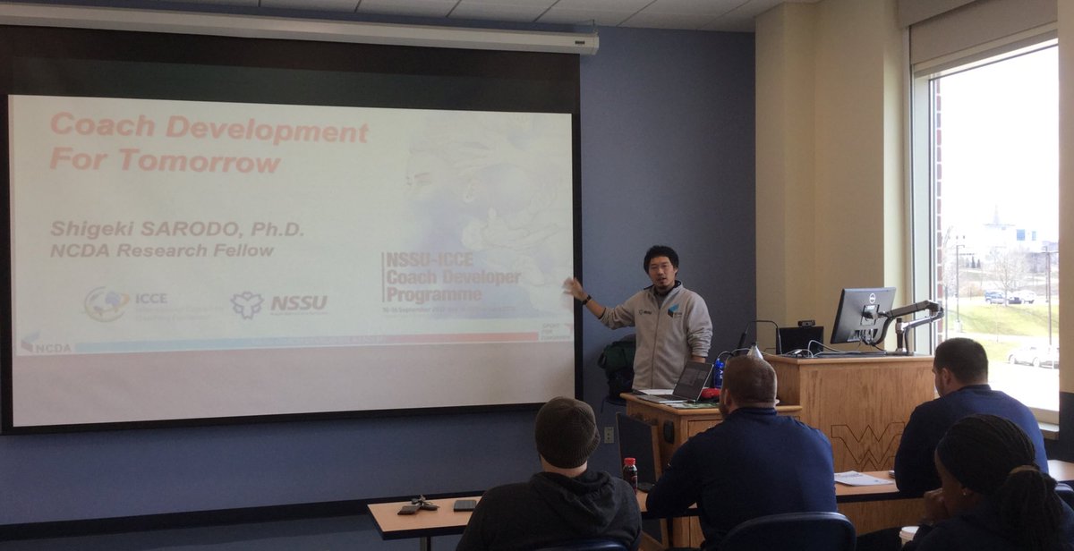 Dr Sarodo sharing the <a href="/NSSUCDA/">NSSU Coach Developer</a> Coach Developer Academy and Japan’s Sport for Tomorrow programs sport4tomorrow.jp/about/ #sft w the <a href="/WVUCPASS/">WVU CPASS</a> faculty &amp; students
<a href="/ICCE_coaching/">International Council for Coaching Excellence</a> <a href="/CoachingEd/">USCCE</a> @InsideSportJP