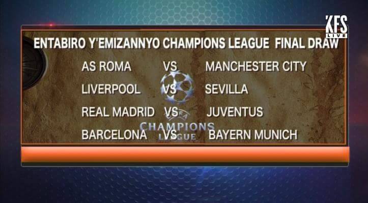 JohnVianneyNsim's tweet image. This evening, during our daily 6pm show (Entabiro Y'Emizannyo) @watchkwese, we conducted a mock @ChampionsLeague quarterfinal draw b4 the actual one tomorrow at 11 GMT. It has caused a stir already, as @LFC fans are hoping @UEFA adopts this one instead. Share your thoughts.