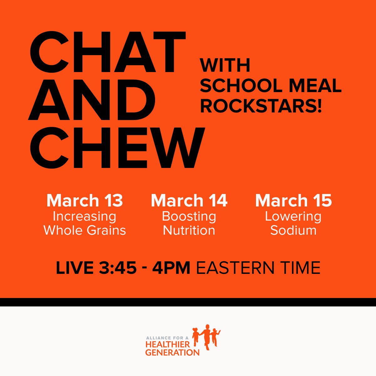 TODAY: Join us for the LAST live Chat &amp; Chew with <a href="/Lunch4KidsRSU14/">Windham Raymond School Nutrition Program</a>, <a href="/joycefulRD/">Stephanie Joyce</a> &amp; <a href="/rdjill/">Jill Turley</a> to hear how to infuse flavor with less sodium! Tune in at 3:45 ➡️ bit.ly/2peSLro #NationalNutritionMonth
