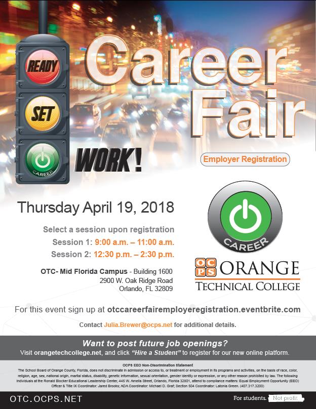 GOSHRM's tweet image. REMINDER: Employers... looking for a career fair to participate in? @otcorlando is hosting their 3rd annual career fair on 4/13. You can register by clicking here: ow.ly/YJol30iHyTr #HireaStudent #ORLHR #careerfair #OTC_ORL @GOSHRM