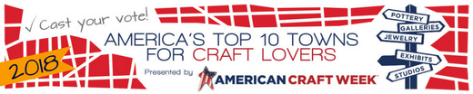 It's time to vote for this years Top 10 Towns for Craft Lovers! Rally your local friends and neighbors, and your favorite could end up a winner! You can vote once a day at americancraftweek.com/top10towns <a href="/AmerCraftWeek/">American Craft Week</a>