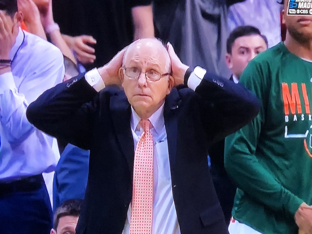 RedditCFB's tweet photo. We’ve got a rare Coach #SurrenderCobra as Miami loses at the buzzer!!! #MarchMadness https://t.co/SJJh3JK25J