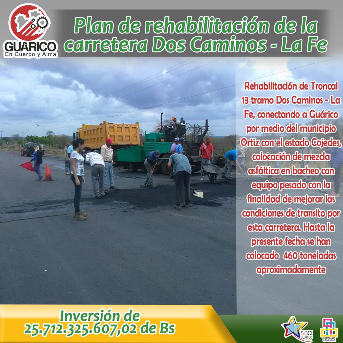 Gob_Guarico's tweet photo. #VialidadEnCuerpoYAlma 🛣️||  ¡En acción de un solo gobierno! el gobernador del estado #Guárico @josemvasquez  impulsa el Plan de rehabilitación de carretera Dos Caminos-La Fe #15Mar #FelizJueves #ChavezHechoMillones  #SoyGuárico #EnCuerpoYAlma https://t.co/AxhIRiWTPc
