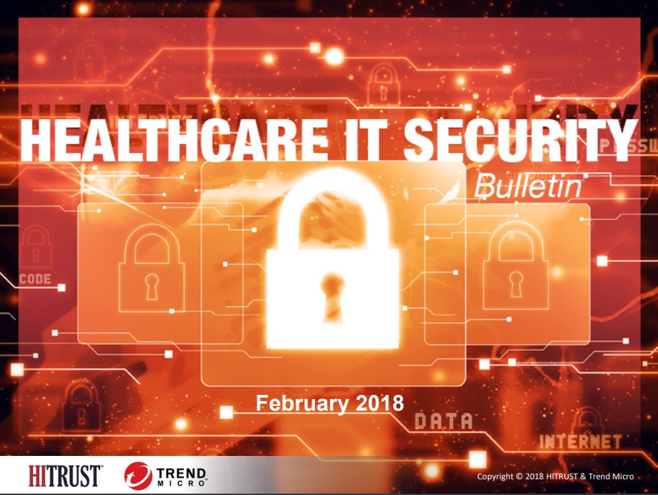 HITRUST's tweet image. From the Feb IT Security Bulletin:
- Coinminer/Miner are top #malware #cryptocurrency miners
- CyberAid detected malicious URLs and C&amp;amp;C blocking events at over 48% of participants
- Business email compromise will continue to increase in 2018

hitrustalliance.net/documents/IT-S…

@TrendMicro