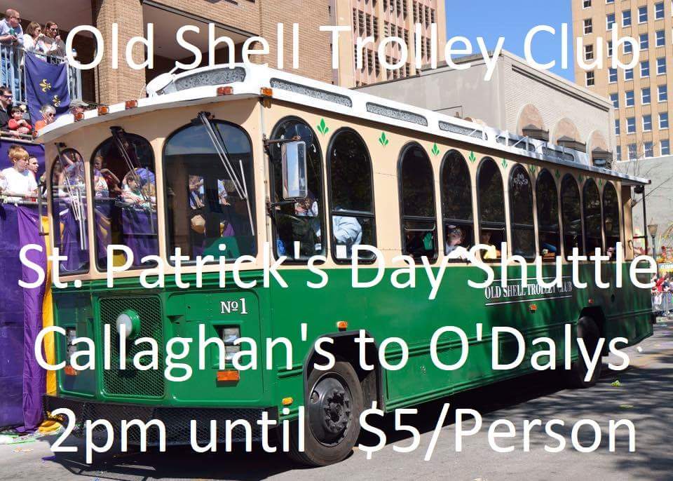 oldshelltrolley's tweet image. OSTC ST. PATRICK&apos;S DAY SHUTTLE
Callahan&apos;s to O&apos;Dalys
3/17 2 p.m. until
$5/person/trip
(Subject to change)