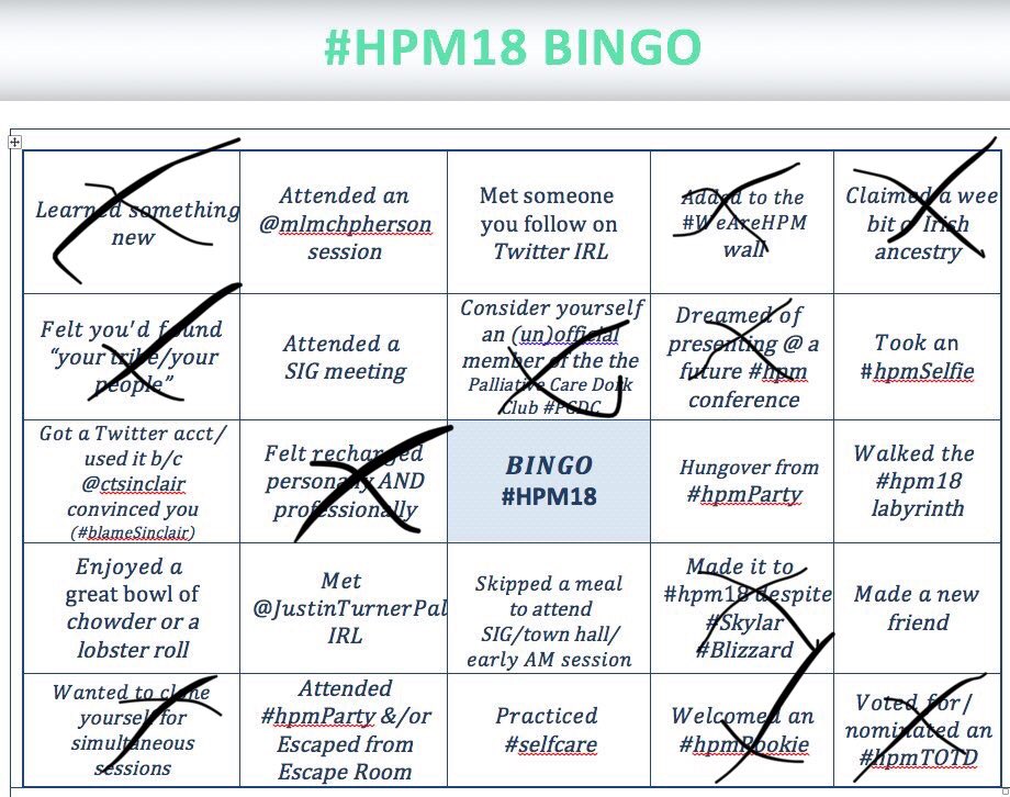 MackDaniek's tweet image. My #hpmBINGO obsession may need to be pulled back a bit. Actually contemplated if the allergic reaction to shellfish may be doable considering I’d get another BINGO spot. #maybedont #competitivebeing #hpm18