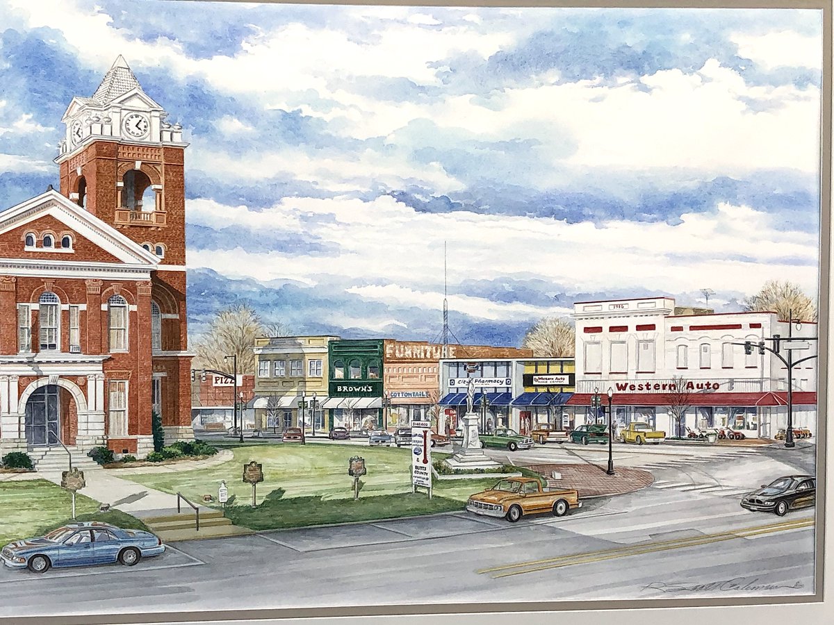 JMichaelBrewer's tweet photo. I am SO excited that this magnificent work of art will soon be on public display in our Administration Building! Local artist Scott Coleman's "Millennium" shows downtown Jackson as it was on New Year's Eve 1999. Thank you Jackson-Butts Arts Council! #art #JacksonButtsCounty https://t.co/sObi07jMhp