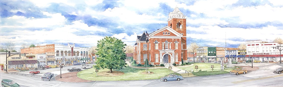 JMichaelBrewer's tweet photo. I am SO excited that this magnificent work of art will soon be on public display in our Administration Building! Local artist Scott Coleman's "Millennium" shows downtown Jackson as it was on New Year's Eve 1999. Thank you Jackson-Butts Arts Council! #art #JacksonButtsCounty https://t.co/sObi07jMhp