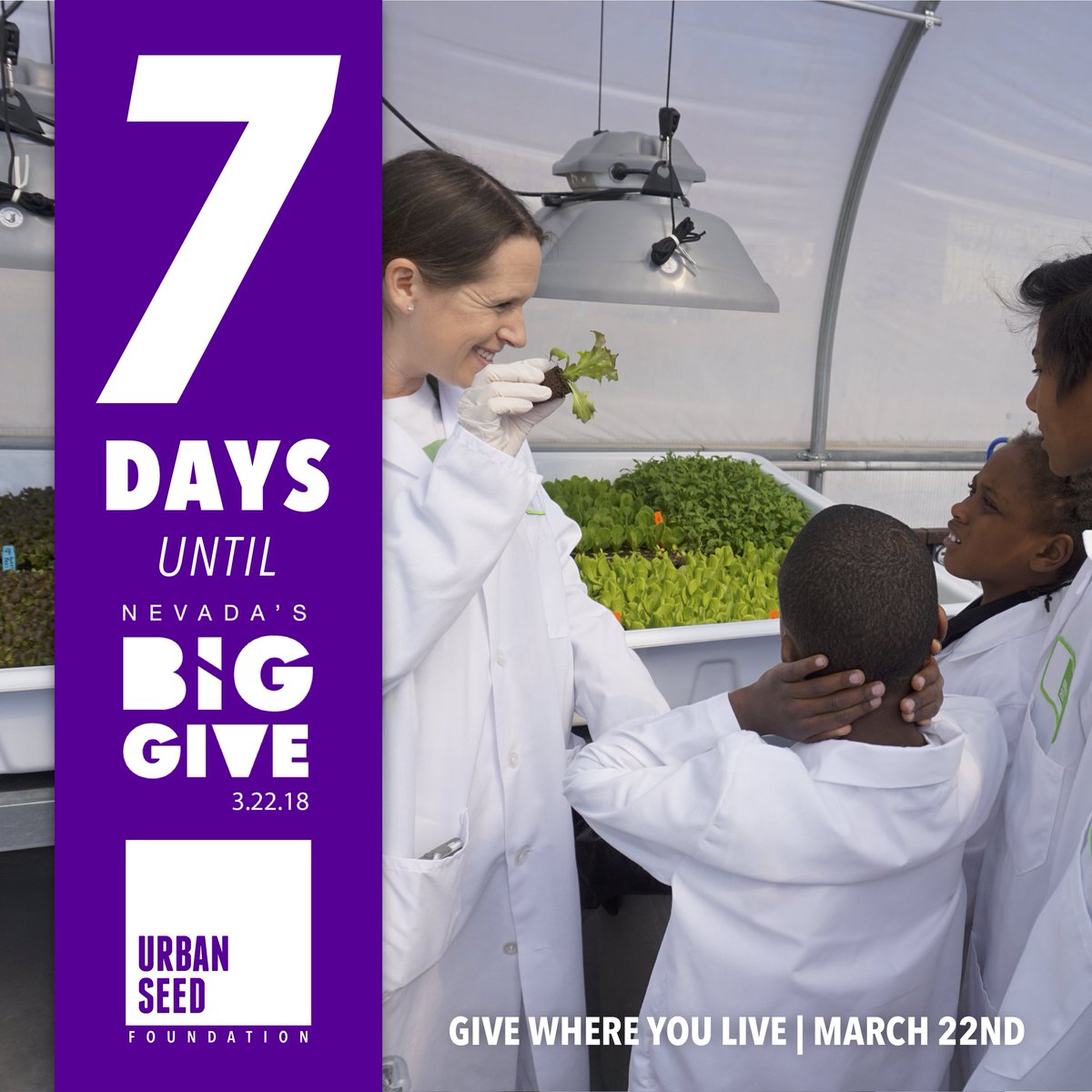 7 days until <a href="/NVBigGive/">NVBigGive</a> ! Did you know that Urban Seed not only helps get fresh, hyper-local food into at risk areas but we also teach children how we grow food in the desert using <a href="/UrbanSeedInc/">Urban Seed Inc.</a> aeroponic technology.

bit.ly/2oSYFhG
