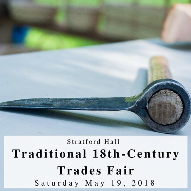 StratfordHall's tweet photo. Join us Saturday, May 19 for the annual Traditional 18th-Century Trades Fair in the West Yard at #stratfordhall!

Come check out blacksmithing, the art of wheelrights, tailoring, harness making, rural carpentry, and more! 
We will also have a special arc… https://t.co/rEJ4fF3l2o https://t.co/38qwL4dFMw
