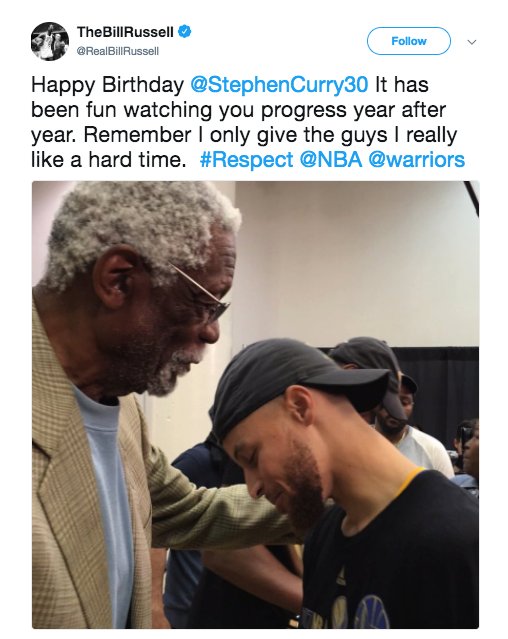 ICYMI: Bill Russell gave Stephen Curry the ultimate Happy Birthday! 