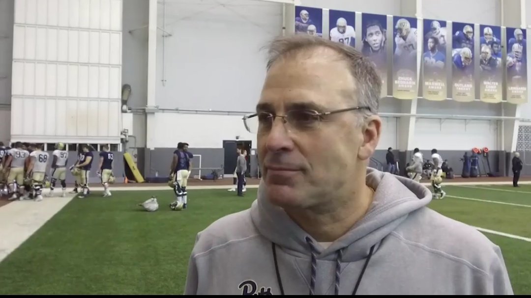 fullofpitt's tweet photo. A sad day for #DuzzHatWatch on day 3 of #SpringBall 😞 @CoachDuzzPittFB goes hatless for the second time this camp https://t.co/kMFEburMg4