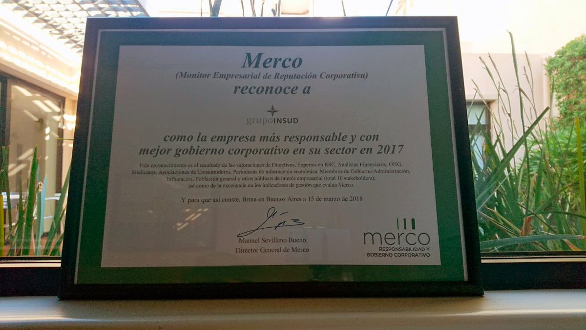 Insud_Arg's tweet photo. Orgullosos de ser reconocidos por @mercoranking como una de las 100 empresas más responsables y con mejor gobierno corporativo en nuestro sector.
#MercoArgentinaRSC18 https://t.co/rtopZMD3LZ