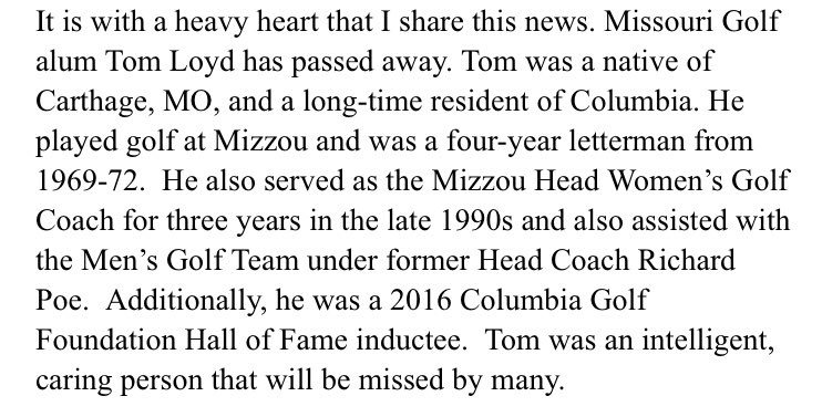 #RIP to Tom Loyd, a former Tiger and friend to many.