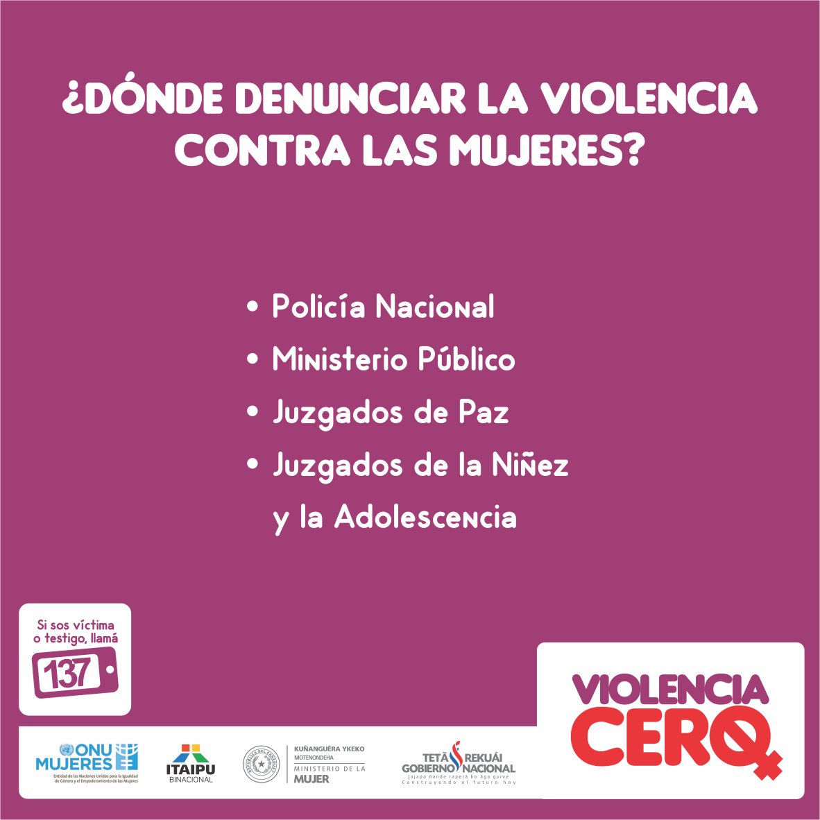 ViolenciaCeroPy's tweet photo. ☝️¿Sabías que cualquier persona que conozca un caso de violencia contra las mujeres DEBE denunciar? 

#ViolenciaCeroPy https://t.co/od2se6Lhxy