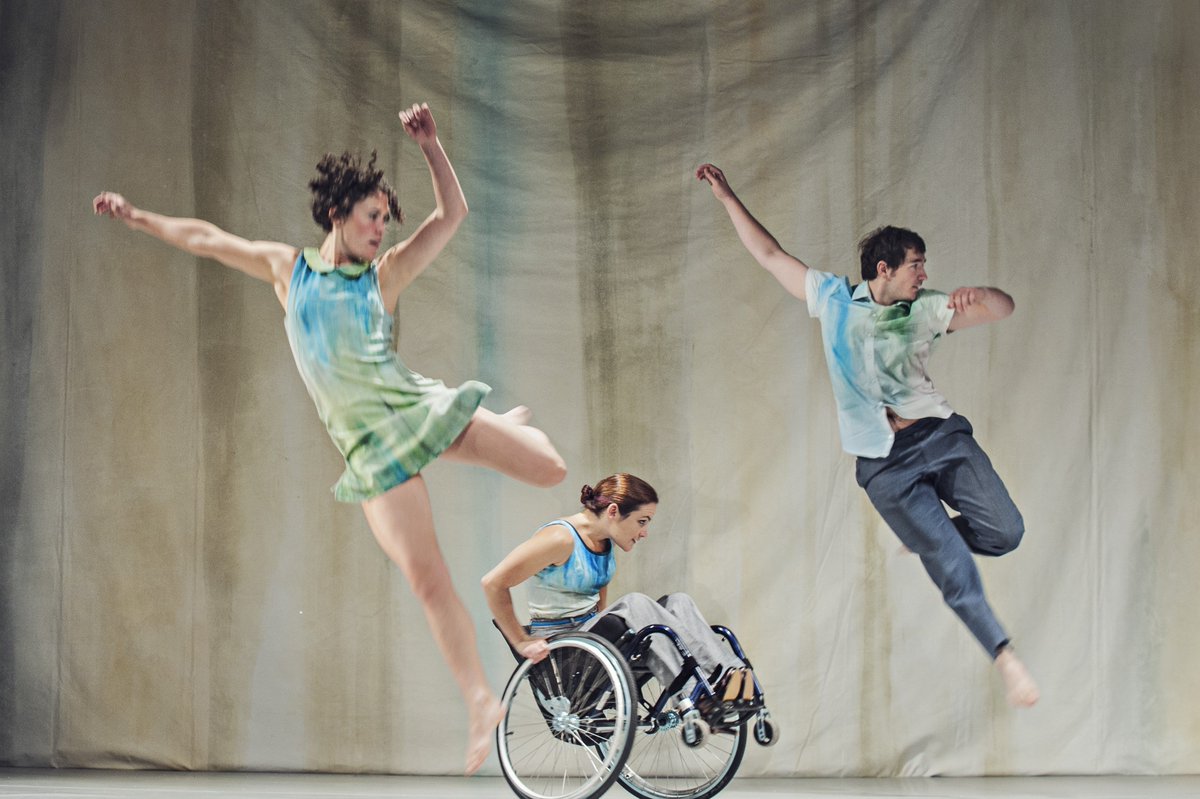 GCSE_ProWorks's tweet image. Did you know, during the choreographic process dancer Laura Jones created movement and pathways from her wheelchair, which were translated by the standing dancers David Willdridge and Amy Butler.  #collaborativechoreography