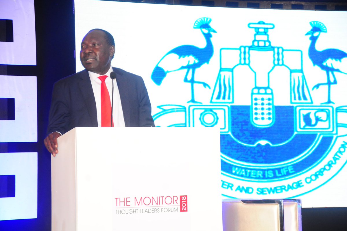 nwscug's tweet photo. Director Commercial and Customer care Mr. George Okol, "This F/Y NWSC has extended over 2000 kms of water mains across the country. We're working towards 100% service coverage and water for all. #UGThoughtLeaders18 #NwscWorks @NWSCMD @DailyMonitor https://t.co/pkRSanJKrg