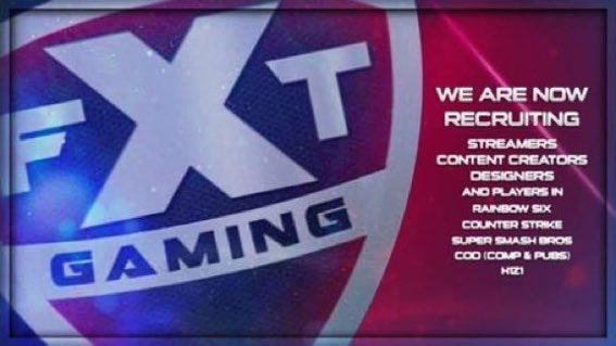 FXT_GamingClan's tweet photo. We are looking for the following teams!
DM us for more info

-COD 
-Streamers/Content Creators
-Overwatch 
-Fortnite

-We provide everything you need! 

FUNDING DEPENDS ON TEAM PLACEMENTS 

@ShoutGamers @ShawnAbner @twitchraid 

#gamingislife #gaming #esports #TeamEmmmmise https://t.co/g7Xx6DVZCT